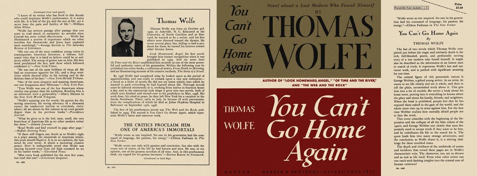 Item #5291 You Can't Go Home Again. Thomas Wolfe.