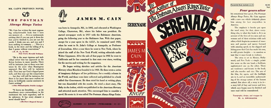 Item #536 Serenade. James M. Cain.