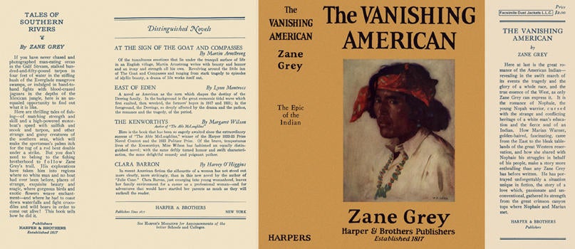 Item #5417 Vanishing American, The. Zane Grey.