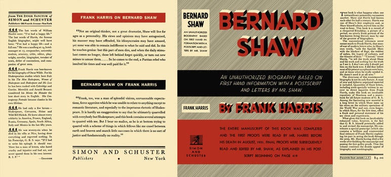 Item #5581 Bernard Shaw, An Unauthorized Biography. Frank Harris.
