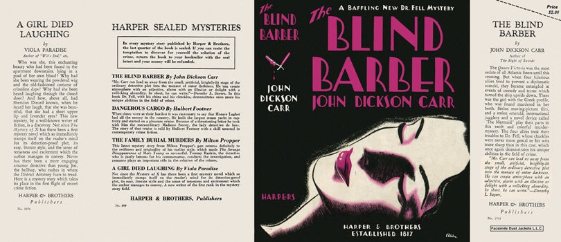 Item #560 Blind Barber, The. John Dickson Carr