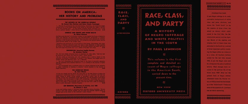 Item #5616 Race, Class, and Party. Paul Lewinson