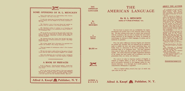 Item #5654 American Language, The. H. L. Mencken.