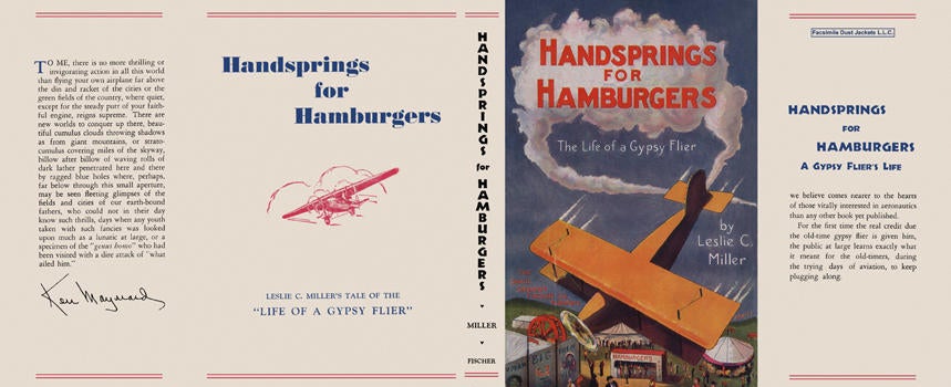 Item #5660 Handsprings for Hamburgers, The Life of a Gypsy Flier. Leslie C. Miller