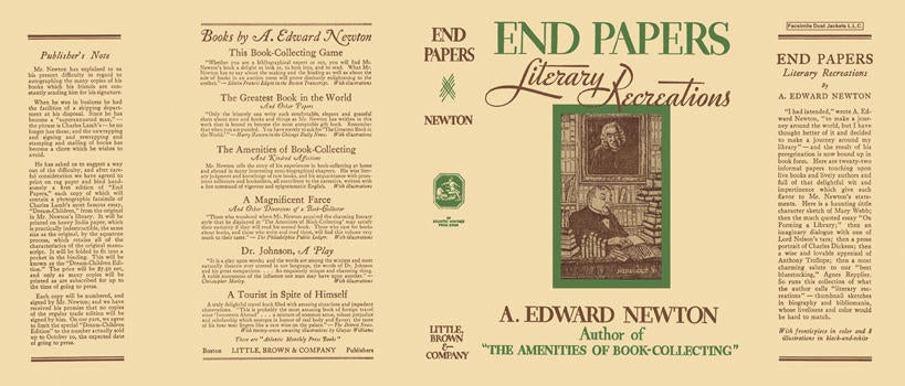 Item #5673 End Papers, Literary Recreations. A. Edward Newton