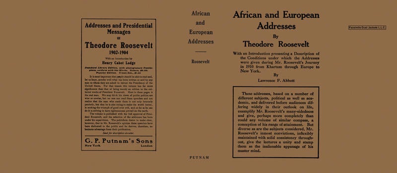 Item #5691 African and European Addresses. Theodore Roosevelt.