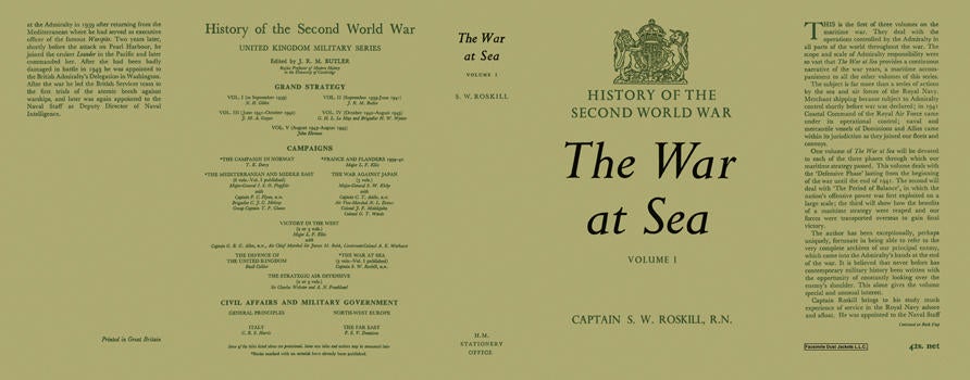Item #5695 War at Sea: Volume 1, The. Captain S. W. Roskill
