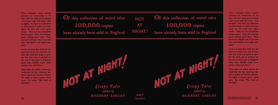 Item #56972 Not at Night! Herbert Asbury, Anthology.