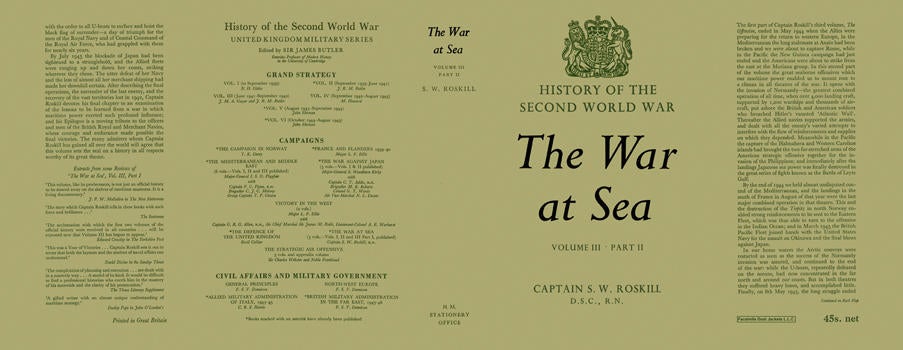 Item #5698 War at Sea: Volume 3, Part 2, The. Captain S. W. Roskill