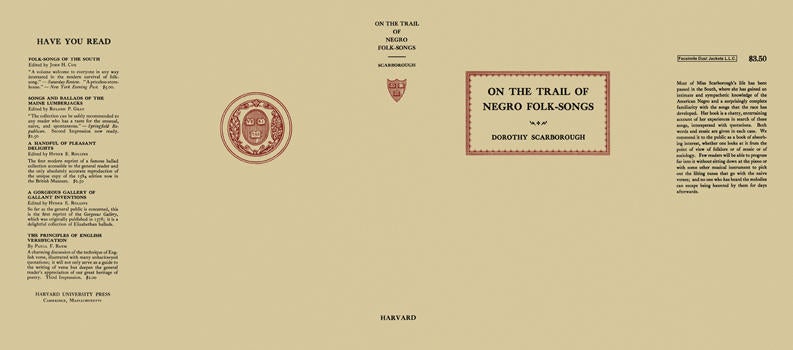 Item #5705 On the Trail of Negro Folk-Songs. Dorothy Scarborough