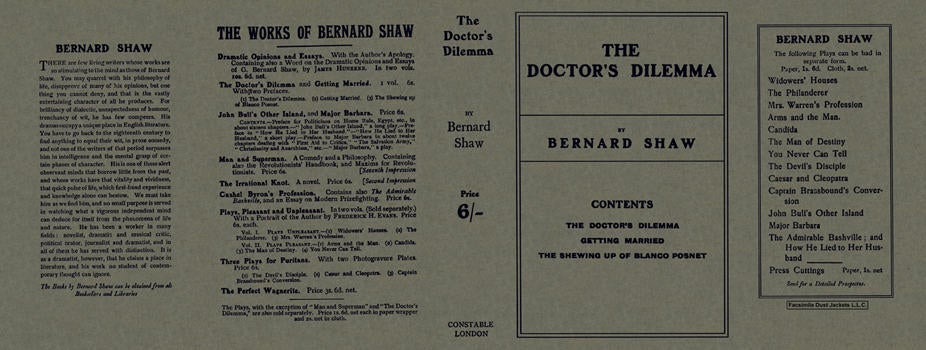Item #5706 Doctor's Dilemma, The. George Bernard Shaw