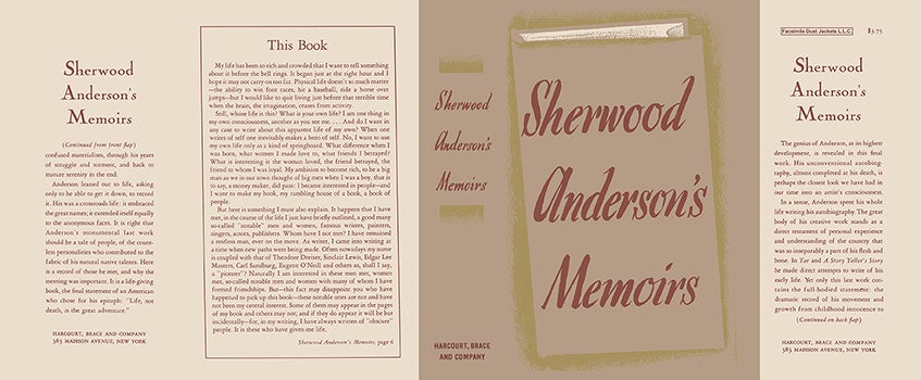 Item #57300 Sherwood Anderson's Memoirs. Sherwood Anderson