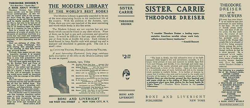 Item #57302 Sister Carrie. Theodore Dreiser