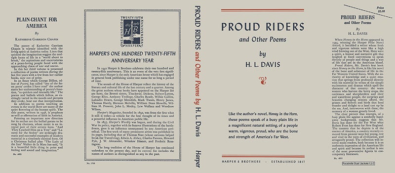 Item #57445 Proud Riders and Other Poems. H. L. Davis