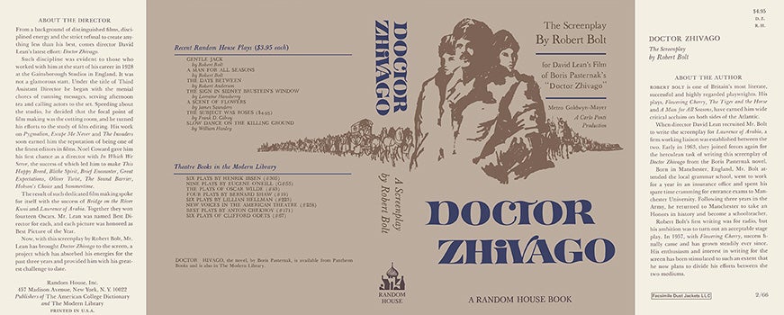 Item #57527 Doctor Zhivago, The Screenplay. Robert Bolt, Boris Pasternack