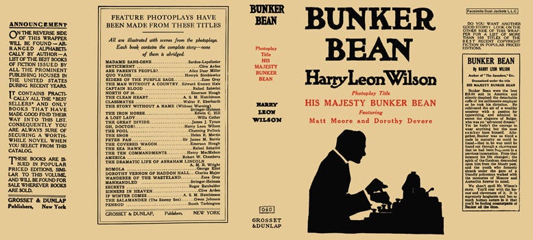 Item #5833 Bunker Bean (photoplay title "His Majesty Bunker Bean"). Harry Leon Wilson.