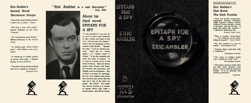 Item #5859 Epitaph for a Spy. Eric Ambler