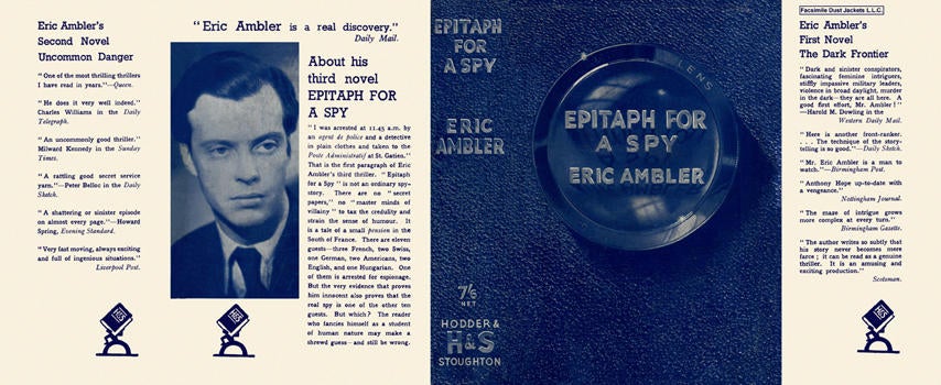 Item #5860 Epitaph for a Spy. Eric Ambler