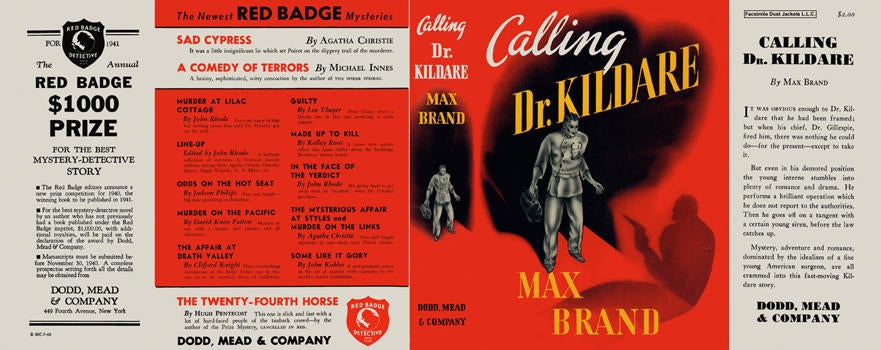 Item #5900 Calling Dr. Kildare. Max Brand.