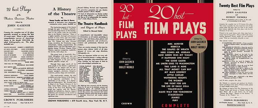 Item #59492 20 Best Film Plays. John Gassner, Dudley Nichols, Anthology