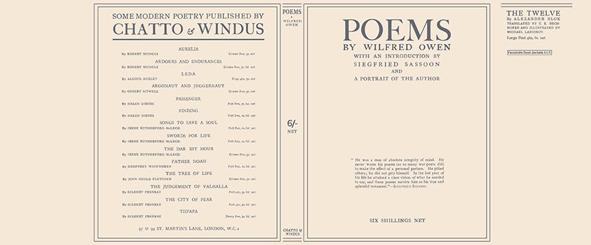 Item #60266 Poems by Wilfred Owen. Wilfred Owen