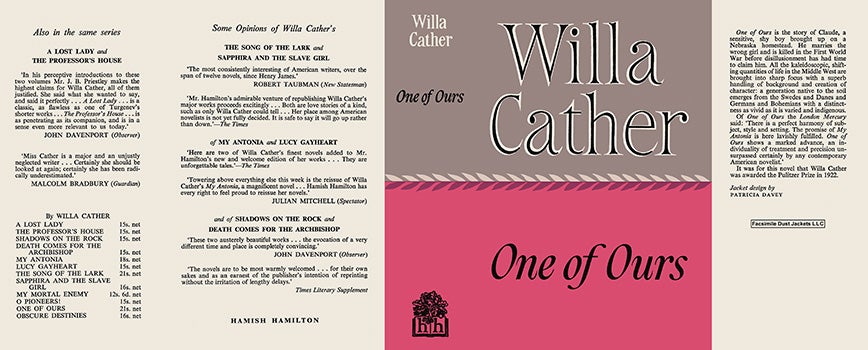 Item #60694 One of Ours. Willa Cather