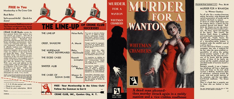 Item #607 Murder for a Wanton. Whitman Chambers