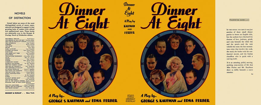 Item #6092 Dinner at Eight, A Play. George S. Kaufman, Edna Ferber.