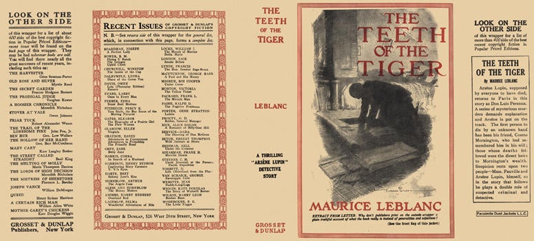 Item #6107 Teeth of the Tiger, The. Maurice LeBlanc.