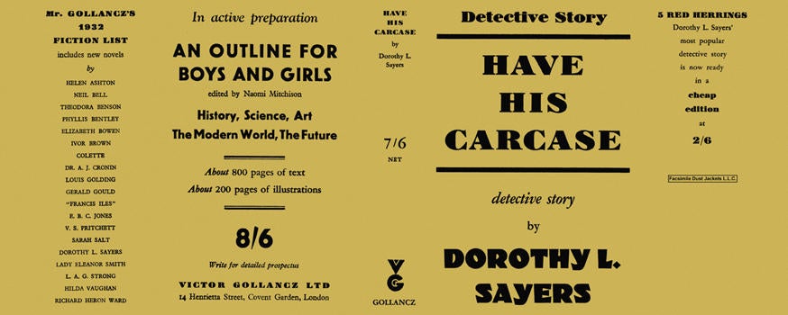 Item #6223 Have His Carcase. Dorothy L. Sayers.
