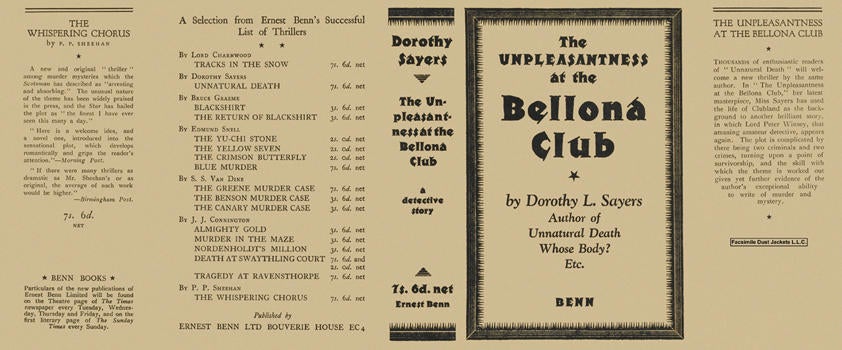 Item #6226 Unpleasantness at the Bellona Club, The. Dorothy L. Sayers