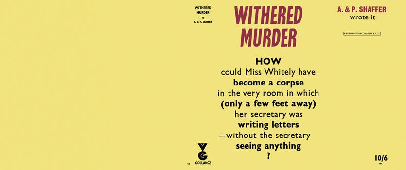 Item #6235 Withered Murder. Anthony Shaffer, Peter Shaffer.