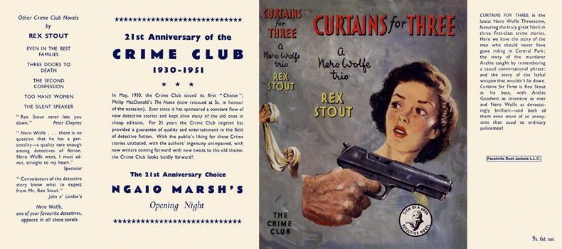 Item #6246 Curtains for Three. Rex Stout