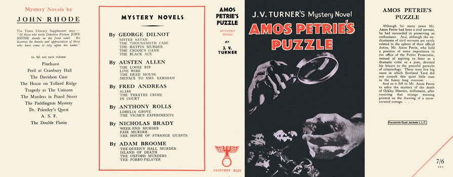 Item #6269 Amos Petrie's Puzzle. J. V. Turner.