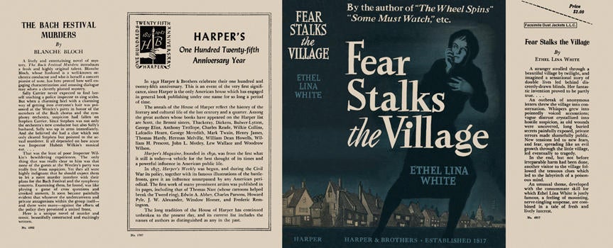Item #6398 Fear Stalks the Village. Ethel Lina White.