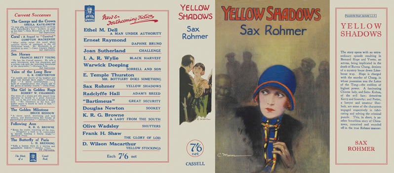 Item #6458 Yellow Shadows. Sax Rohmer