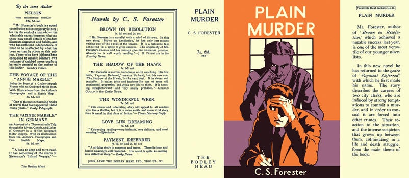 Item #6487 Plain Murder. C. S. Forester.