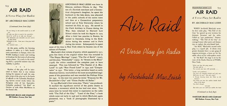 Item #6491 Air Raid: A Verse Play for Radio. Archibald MacLeish.