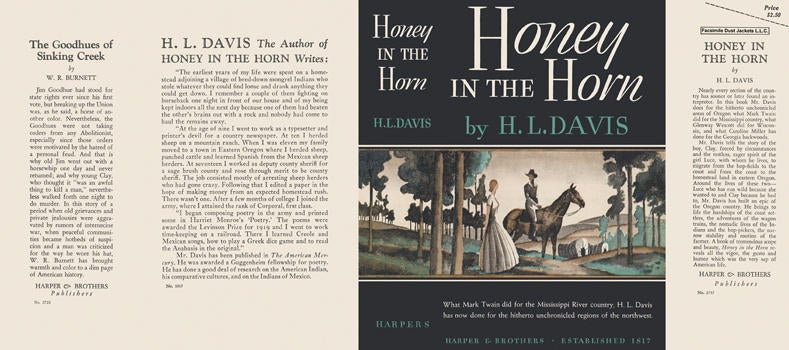 Item #6565 Honey in the Horn. H. L. Davis