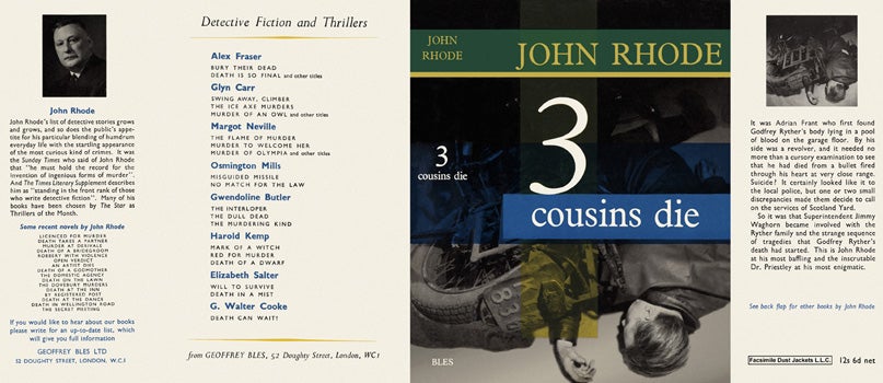Item #6586 Three Cousins Die. John Rhode
