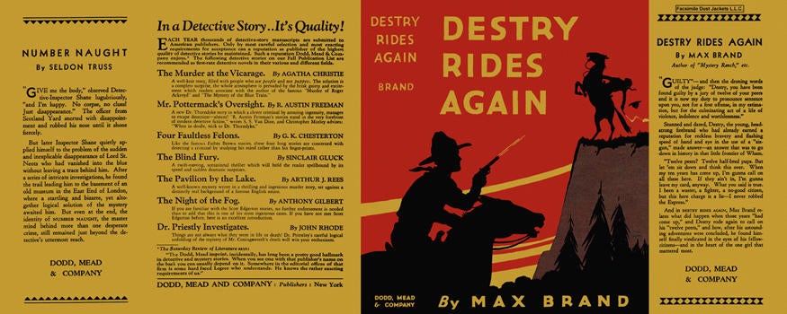 Item #6689 Destry Rides Again. Max Brand