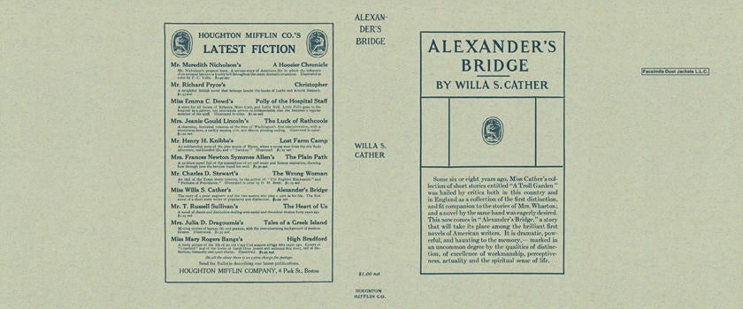 Item #6714 Alexander's Bridge. Willa Cather.