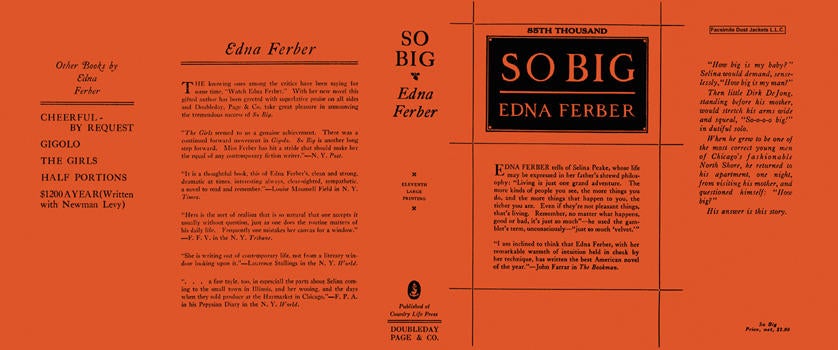 Item #6770 So Big. Edna Ferber.