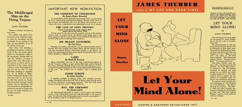 Item #7058 Let Your Mind Alone! James Thurber.