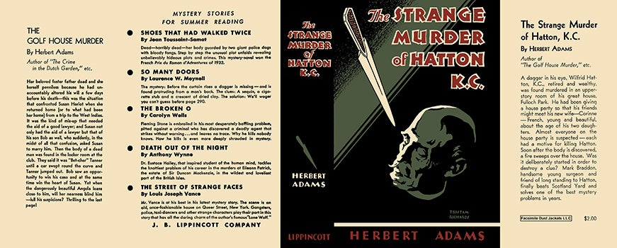 Item #7135 Strange Murder of Hatton, K. C., The. Herbert Adams.