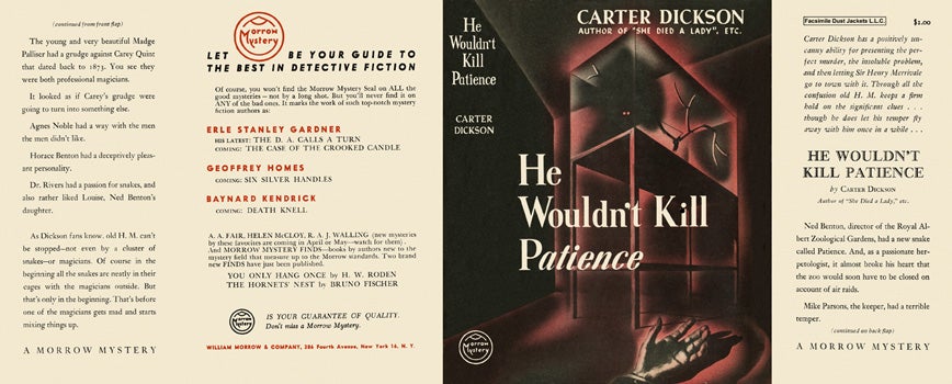 Item #7296 He Wouldn't Kill Patience. Carter Dickson.