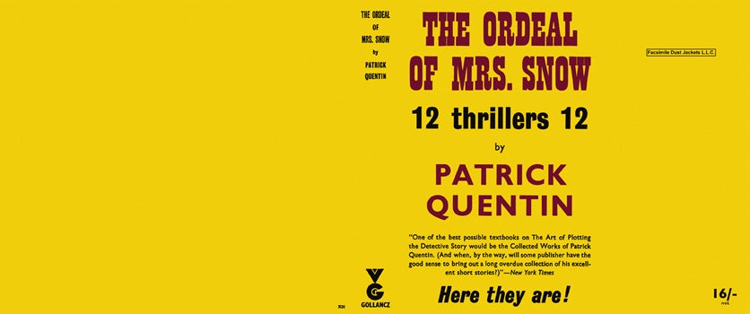 Item #7651 Ordeal of Mrs. Snow, The. Patrick Quentin