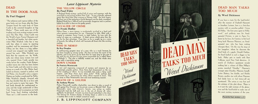 Item #7966 Dead Man Talks Too Much. Weed Dickinson.