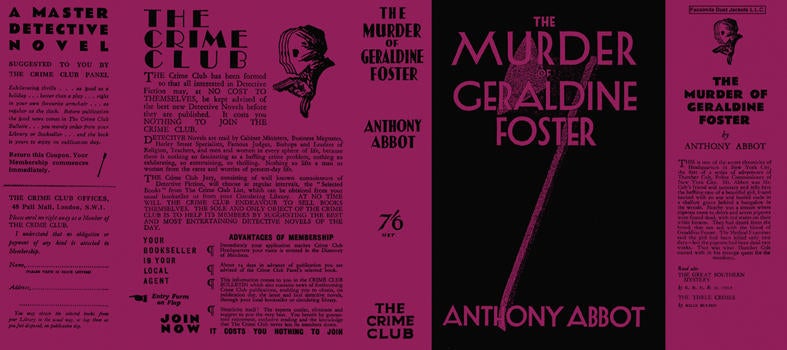 Item #8 Murder of Geraldine Foster, The. Anthony Abbot.