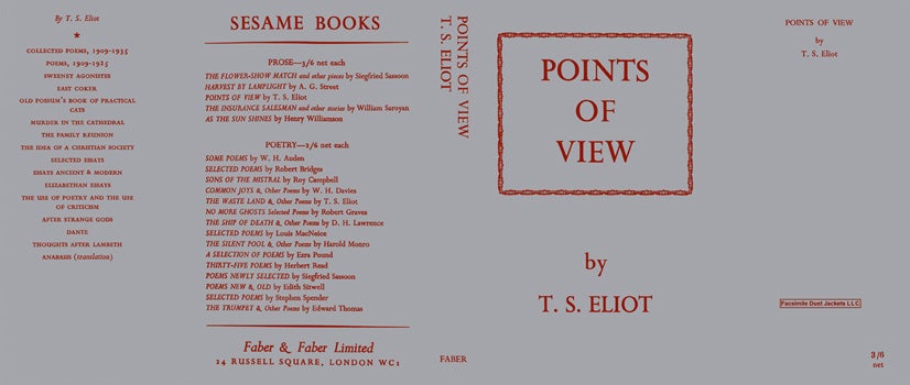 Item #8096 Points of View. T. S. Eliot